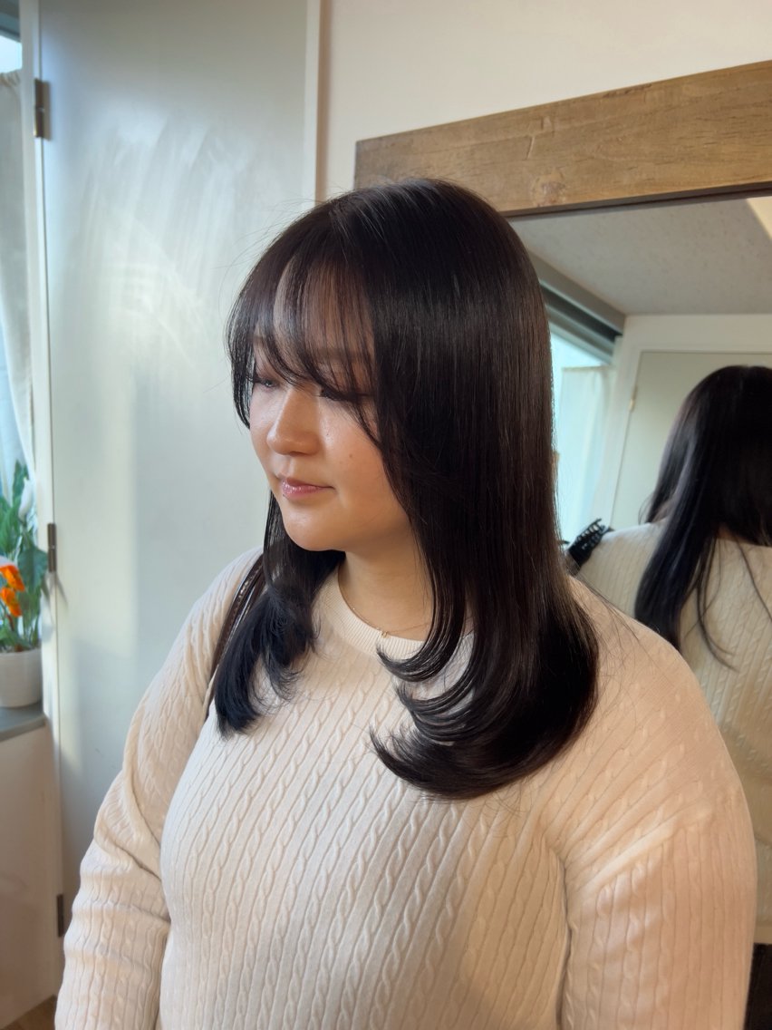 セミロング カラー ヘアカラー トリートメント ヘッドスパ 透明感カラー/ 艶髪🤍mikuのヘアスタイル