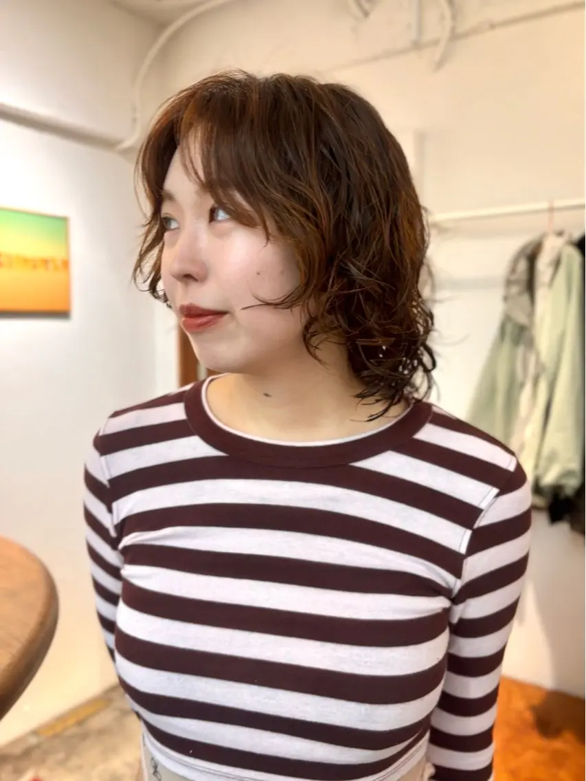 セミロング パーマ セミロングパーマ ウルフカット ミカ🌟パーマ/ デジタルパーマのヘアスタイル