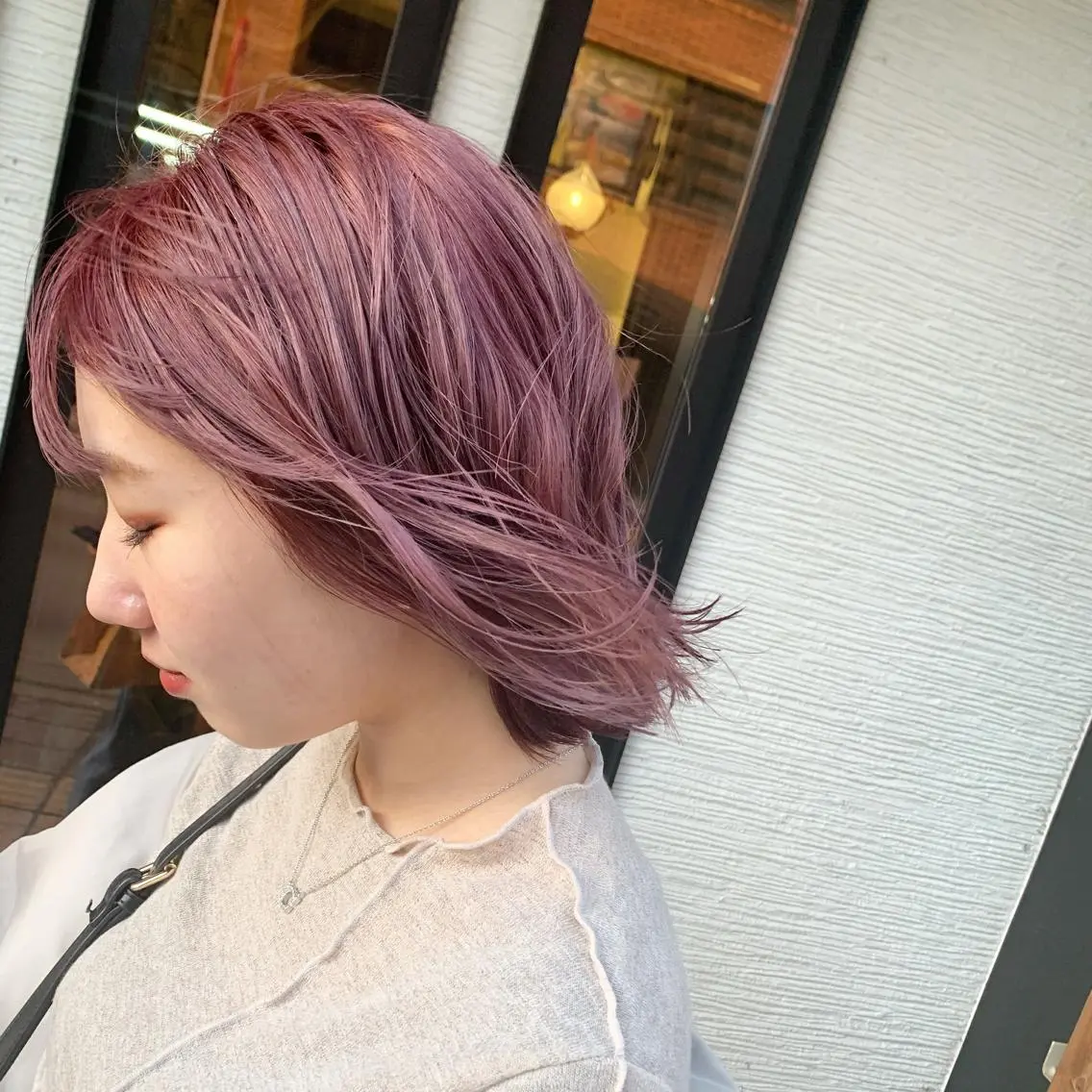 ミディアム カラー ラベンダーカラー ラベンダーピンク ピンクカラー yoshi （髙橋）のヘアスタイル