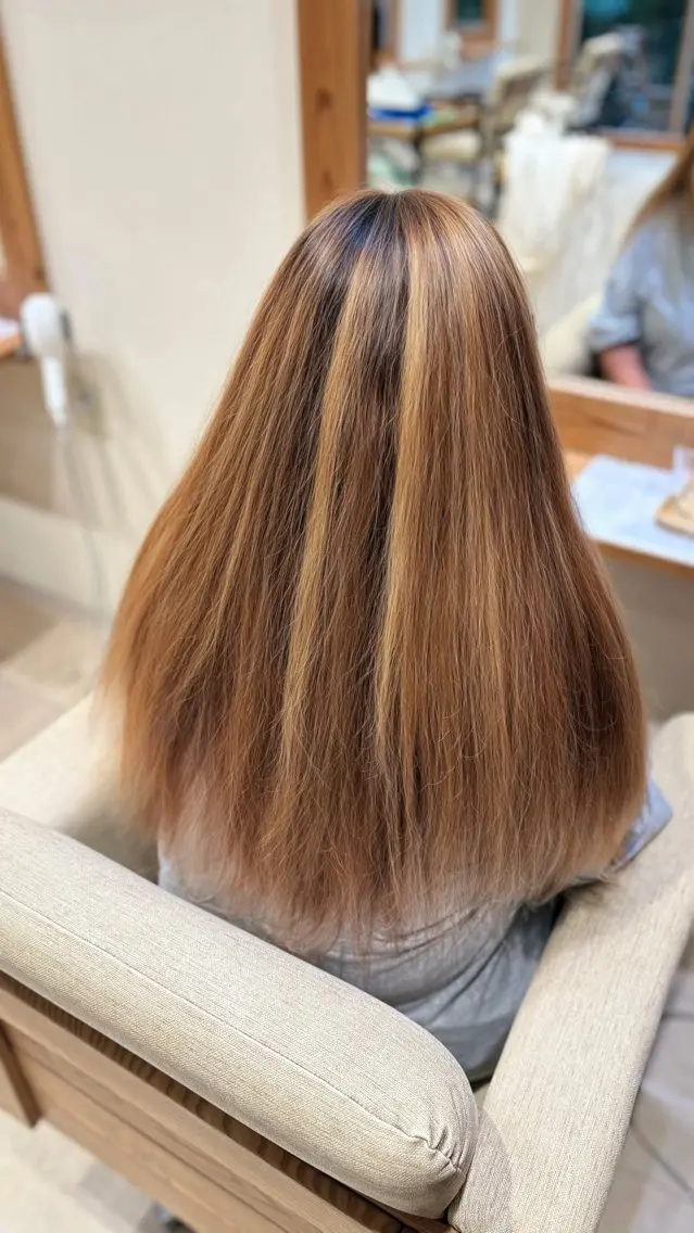 ロング カラー ハイライトカラー ハイライト トリートメント ヘアカラー トリートメント reo /DONNA高槻店のヘアスタイル