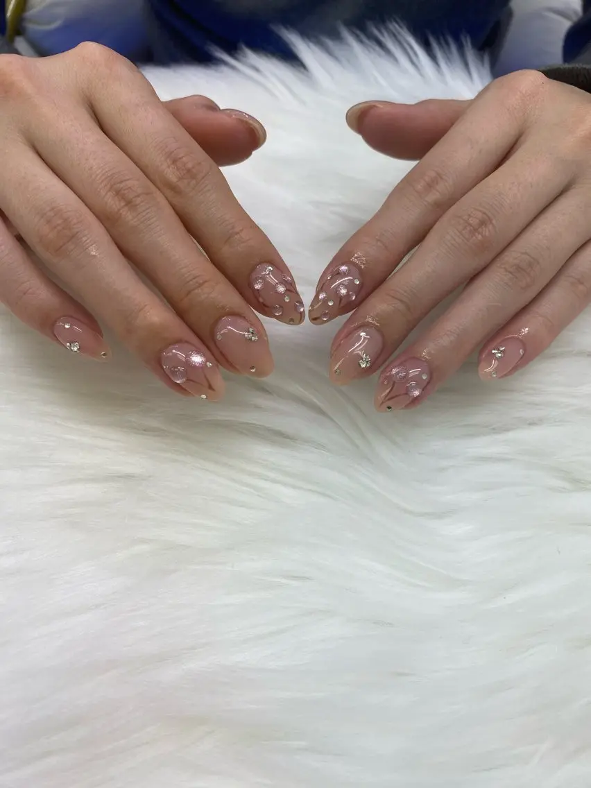 ネイル アートネイル キラキラネイル ぷっくりネイル ワンホンネイル ハンドネイル nailsalon enju 天王寺店のネイルデザイン