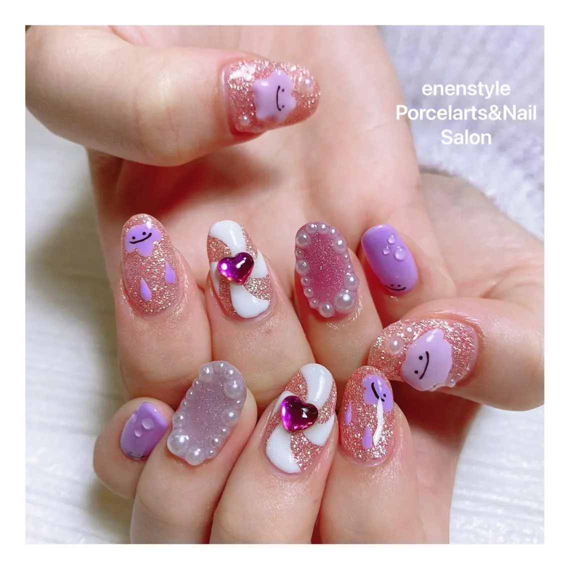ミディアム ネイル 🐾enen style 🐾のネイルデザイン