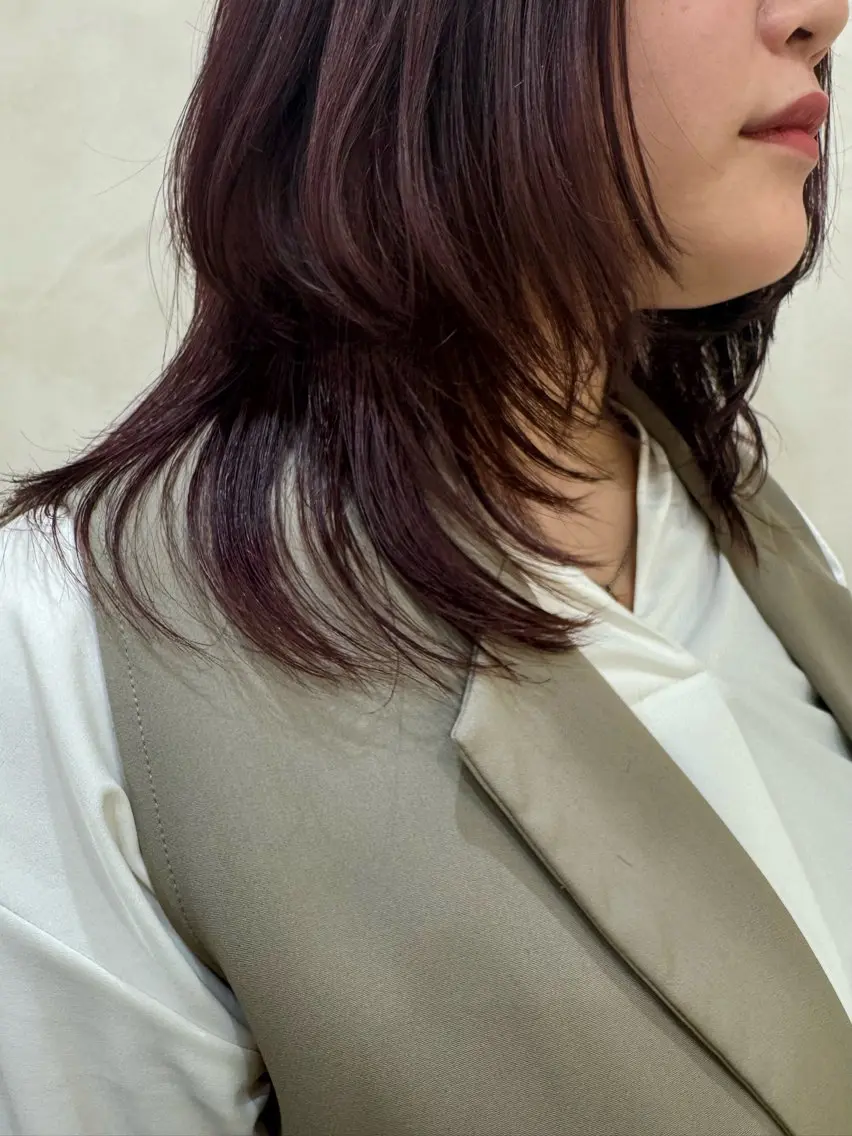 ミディアム カラー カット ヘアカラー トリートメント ダブルカラー /レイヤー/アリサのヘアスタイル