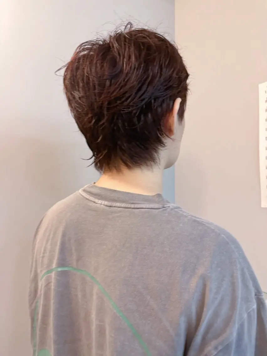 ショート カラー パーマ ヘアアレンジ メンズ ブラウンカラー casey mayuのヘアスタイル
