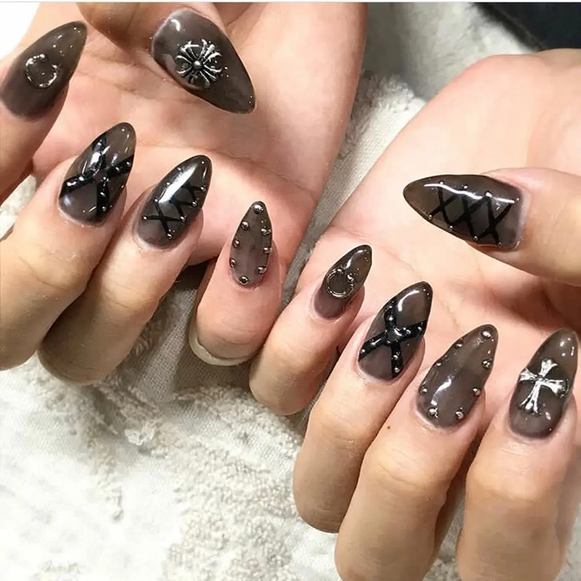 ネイル スカルプネイル 渋谷/チップ長さ出し 👑アプレgel-xのネイルデザイン