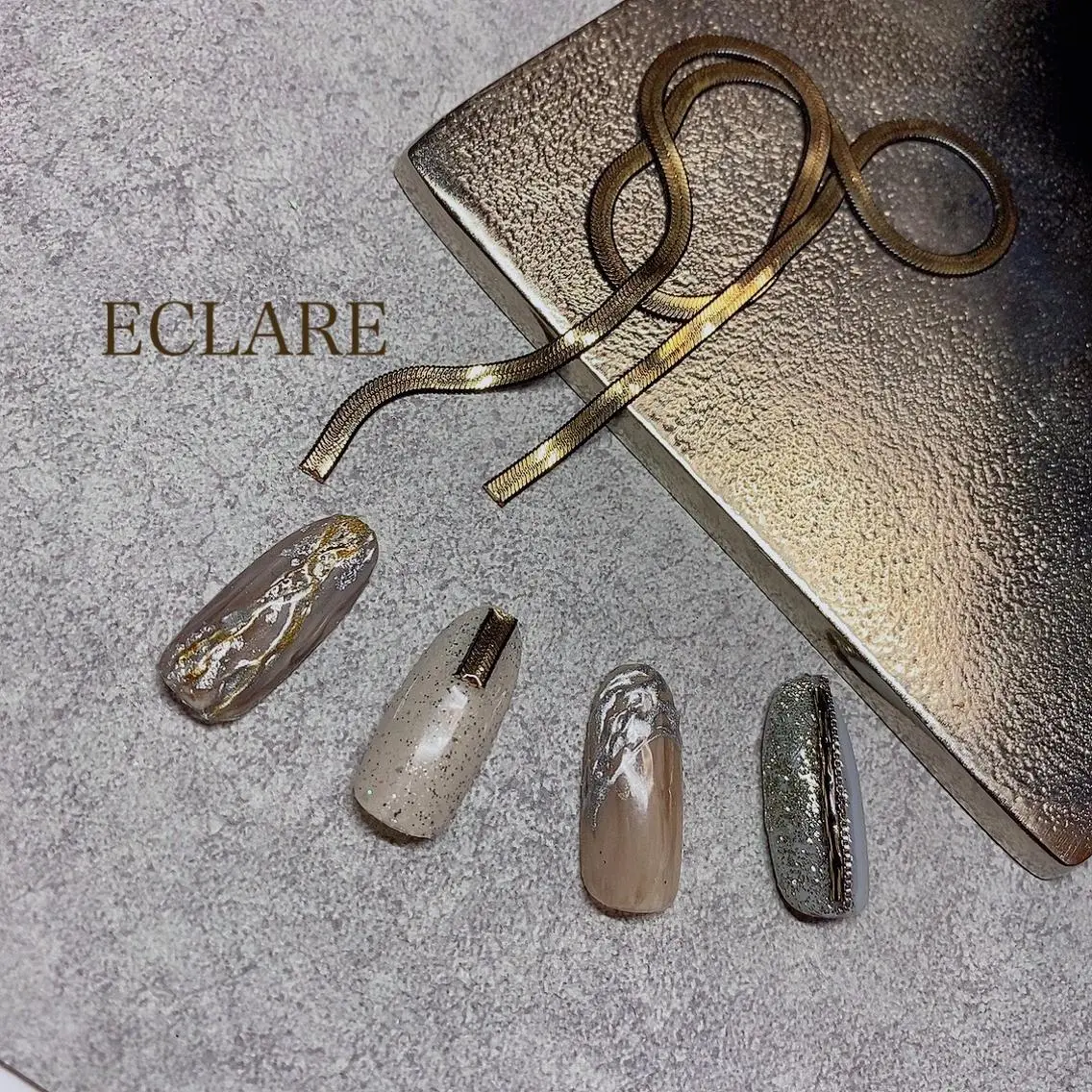 ネイル アートネイル ブラウン フットネイル フレンチネイル ジェルネイル Nail Salon ECLAREのネイルデザイン