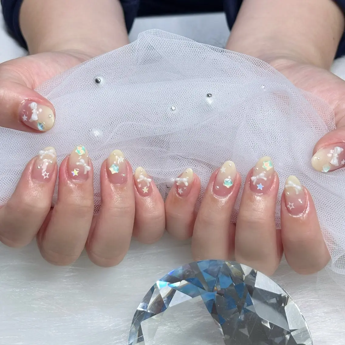 ネイル 長さ出し キラキラネイル 韓国ネイル ロングネイル 夏ネイル ハンドネイル Sully Nail Labのネイルデザイン