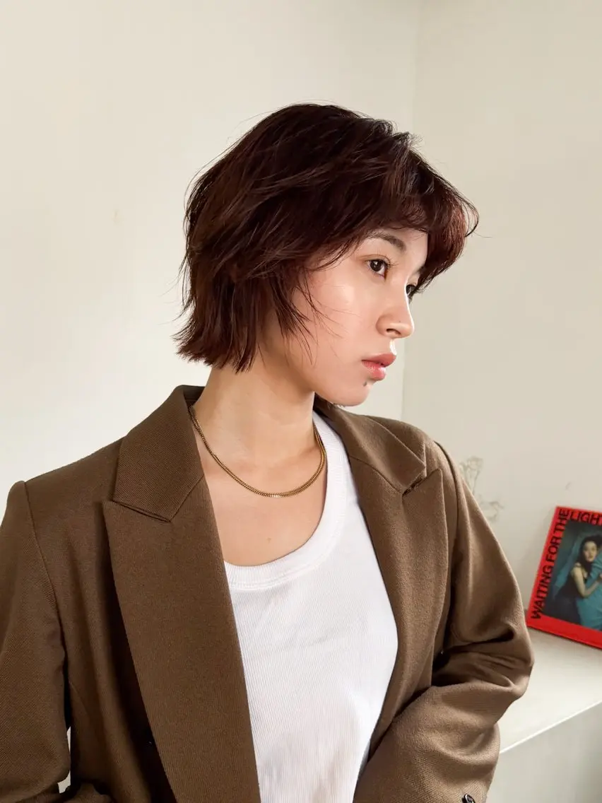 ショート カラー ボブレイヤー ボブ レイヤーカット カット ヘアカラー トリートメント Takuma Suzuki中目黒のヘアスタイル