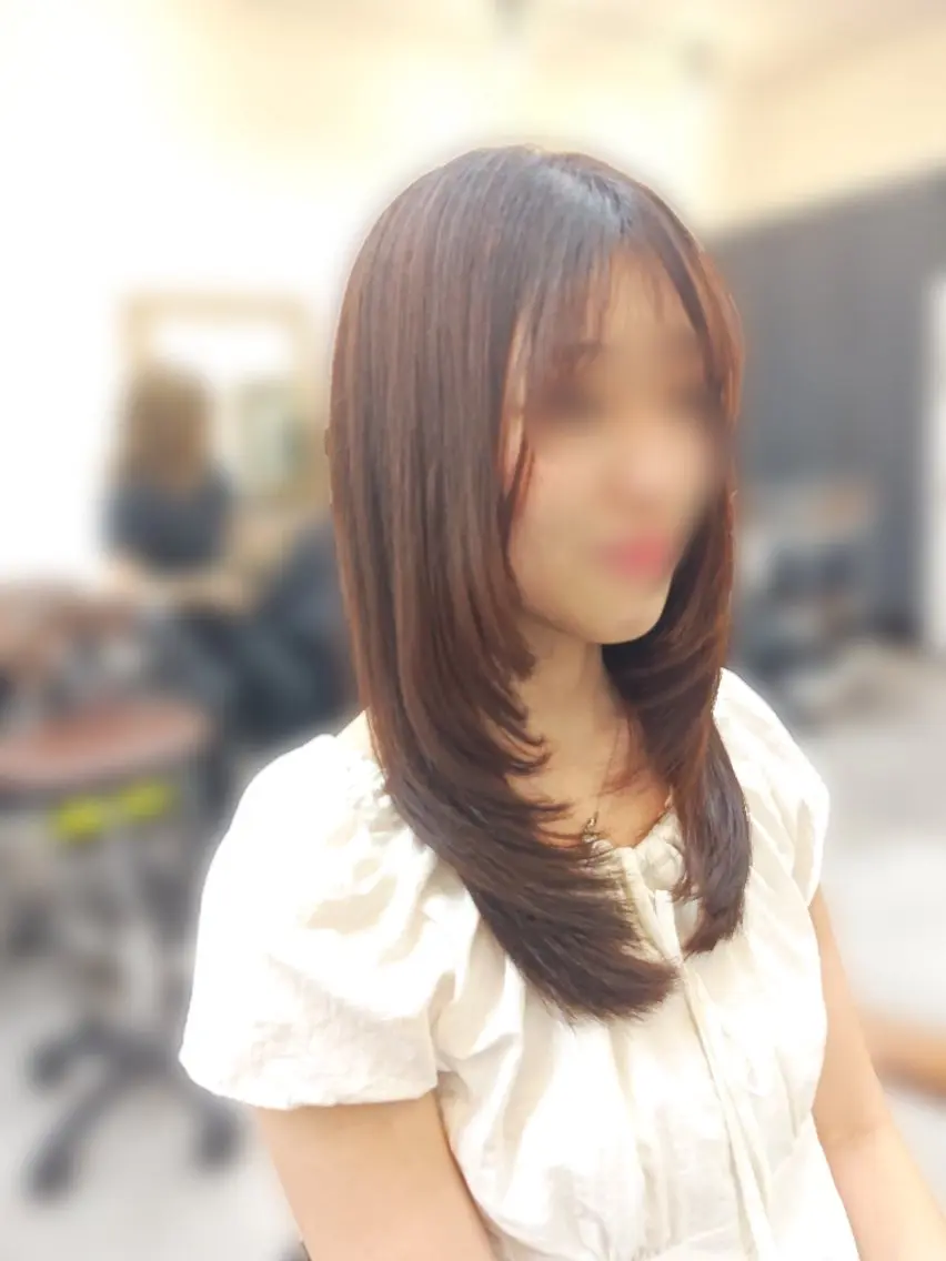 ロング ハッシュカット 韓国風ヘア レイヤーカット ロング 澤田 あきのヘアスタイル
