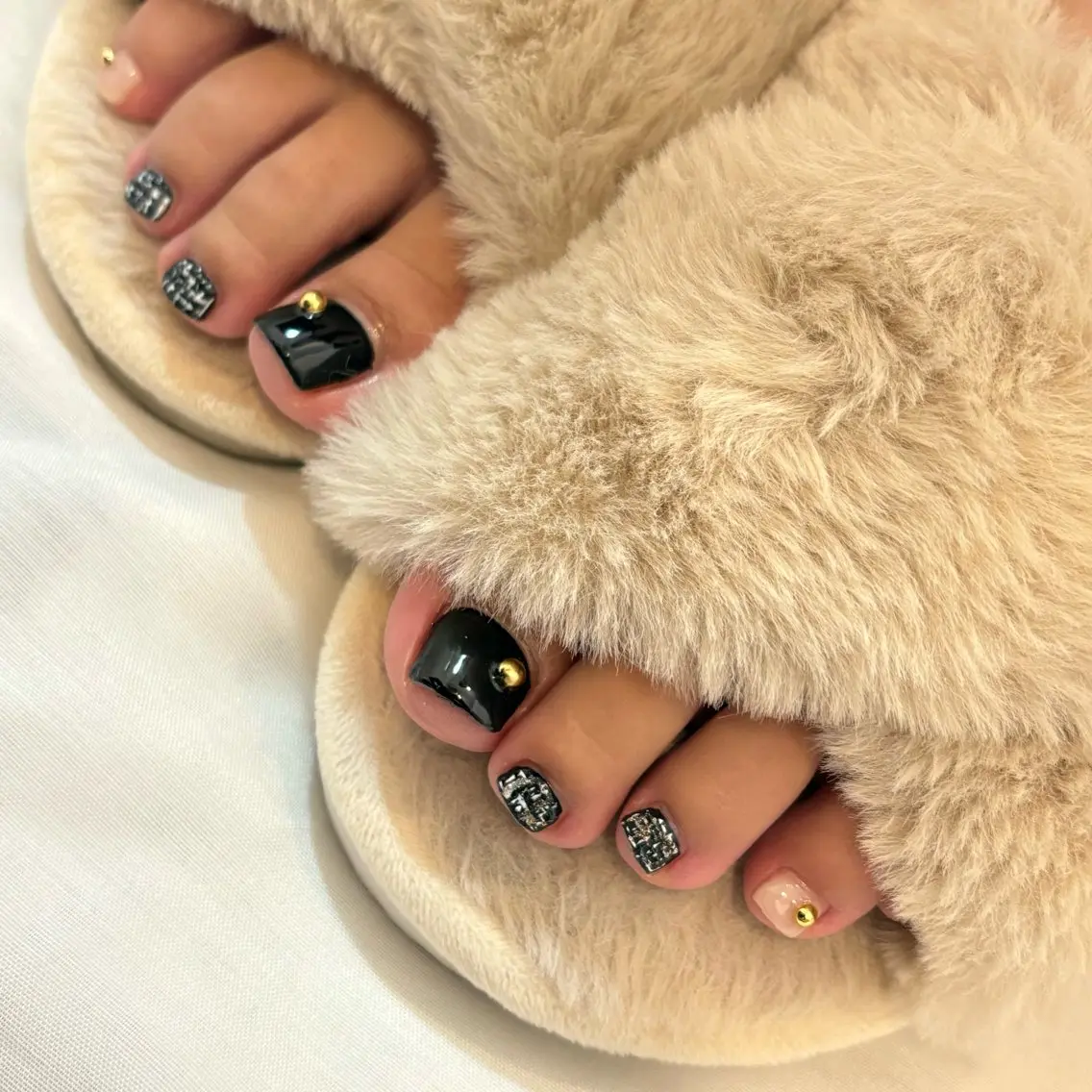ネイル フットネイル ツイードネイル Rich+nail Mayuのネイルデザイン