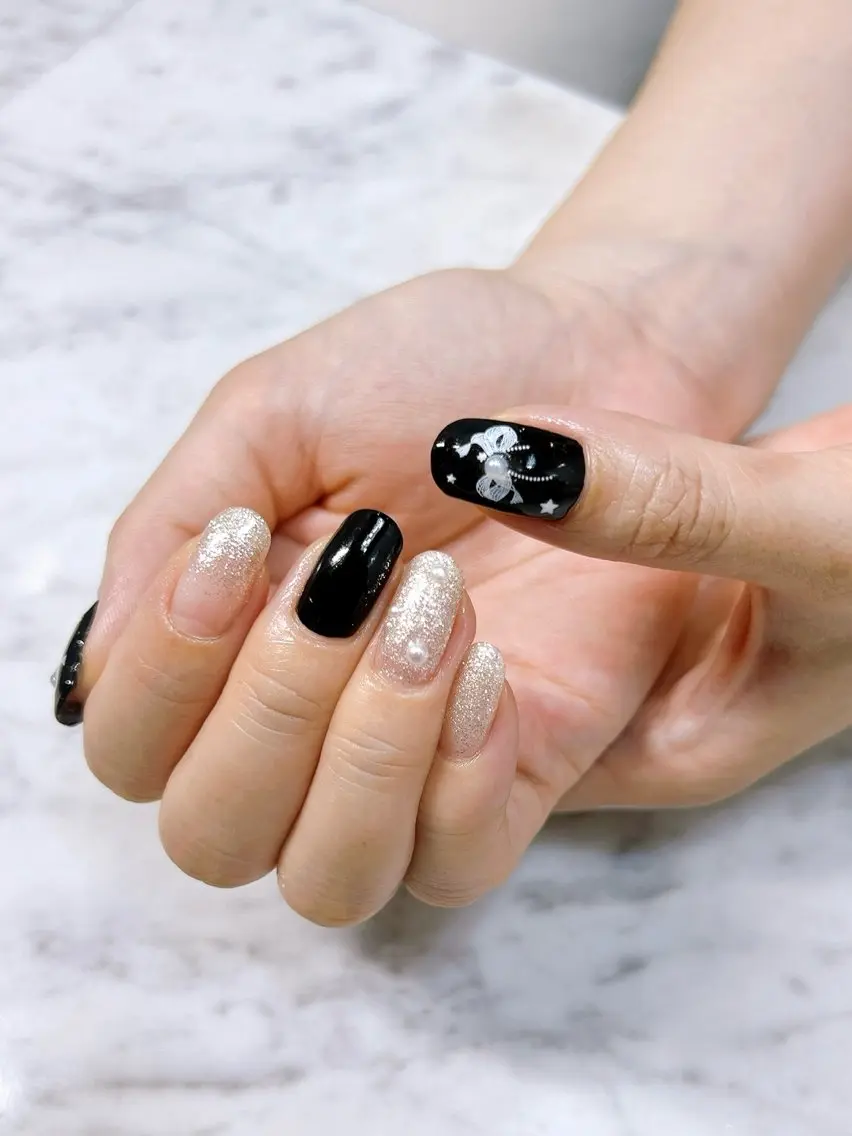 ネイル リボン ハンドネイル CHIC nail /目黒/パラジェルのネイルデザイン