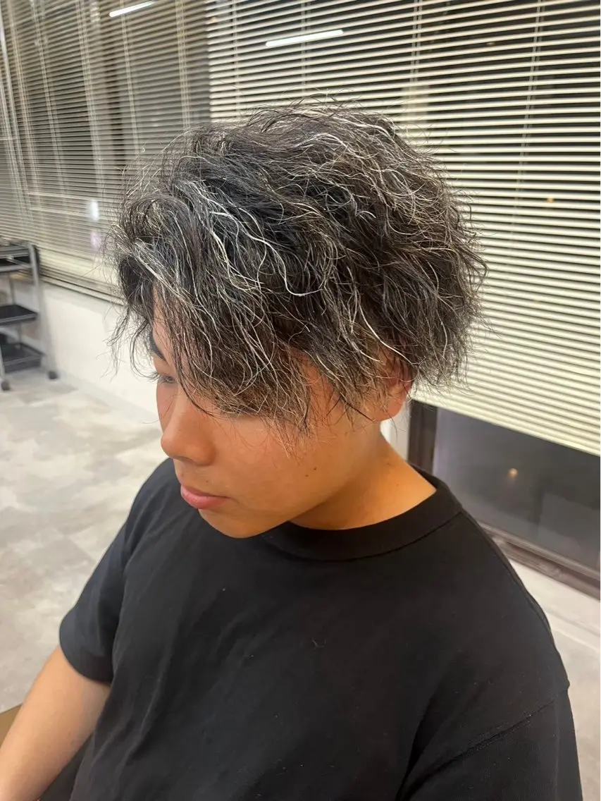 ショート カラー パーマ メンズ カット ヘアカラー パーマ mellow men 's MIZUKIのヘアスタイル