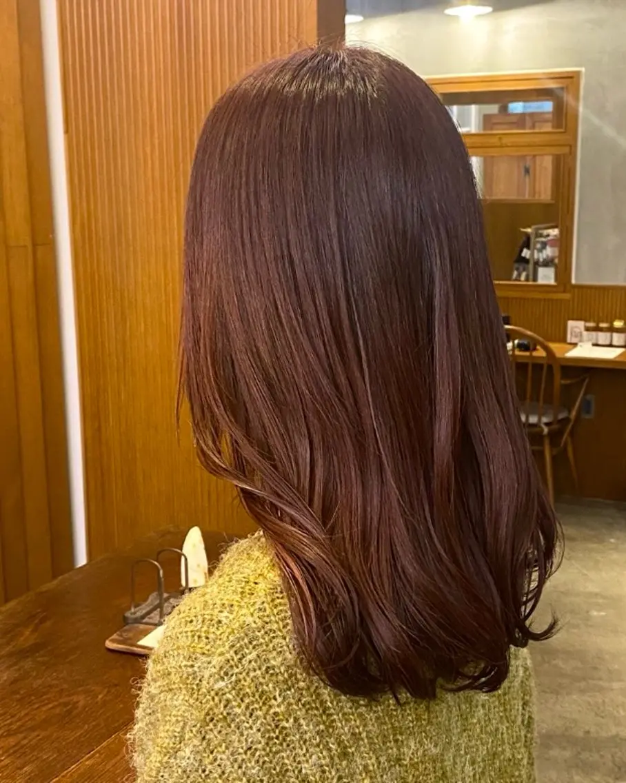［🌸艶カラー🌸］【ピンクブラウン／レッドブラウン／パープルブラウン】ブリーチなし暖色カラー🧣＋スタイリング✨の写真