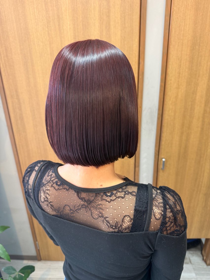ミディアム カラー ブリーチ ダブルカラー ブリーチなしカラー レッドカラー ヘアカラー arika りなのヘアスタイル