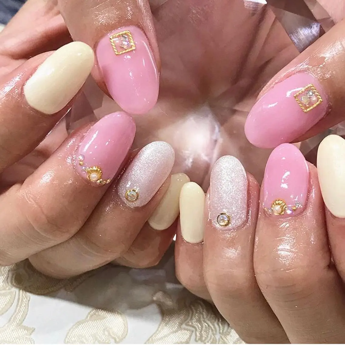 ネイル 渋谷／チップ長さ出し 👑アプレgel-xのネイルデザイン