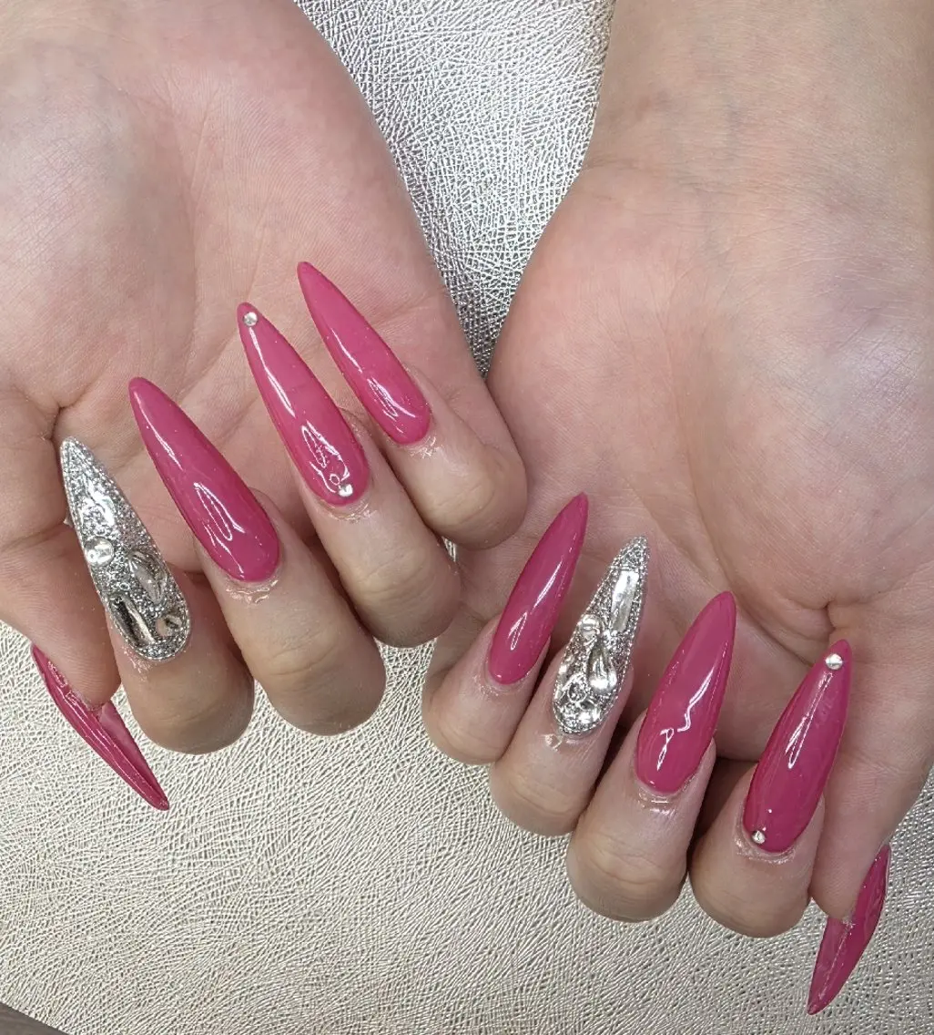 ネイル 長さ出し キラキラネイル ピンク ハンドネイル Nail 🌱TSUBASAのネイルデザイン