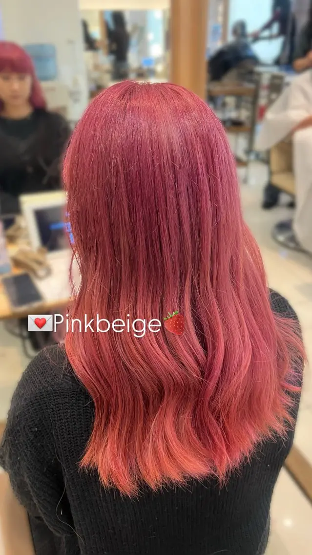 カラー ベージュカラー ブリーチ ピンクカラー ピンクベージュ ヘアカラー 🎶み お🎀ブリーチカラーのヘアスタイル