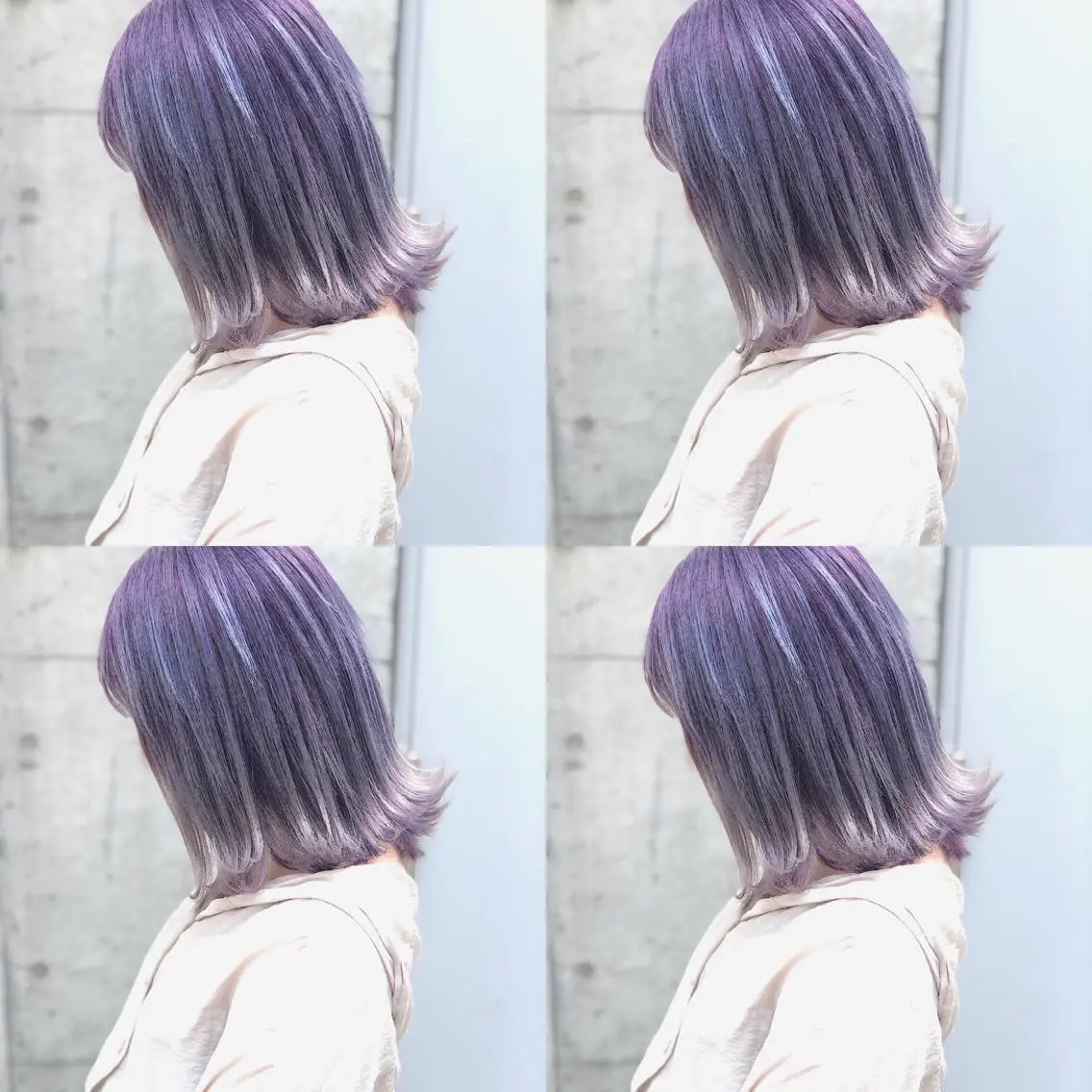 ミディアム パープルカラー レイヤーカット Selene hair OSAKAのヘアスタイル