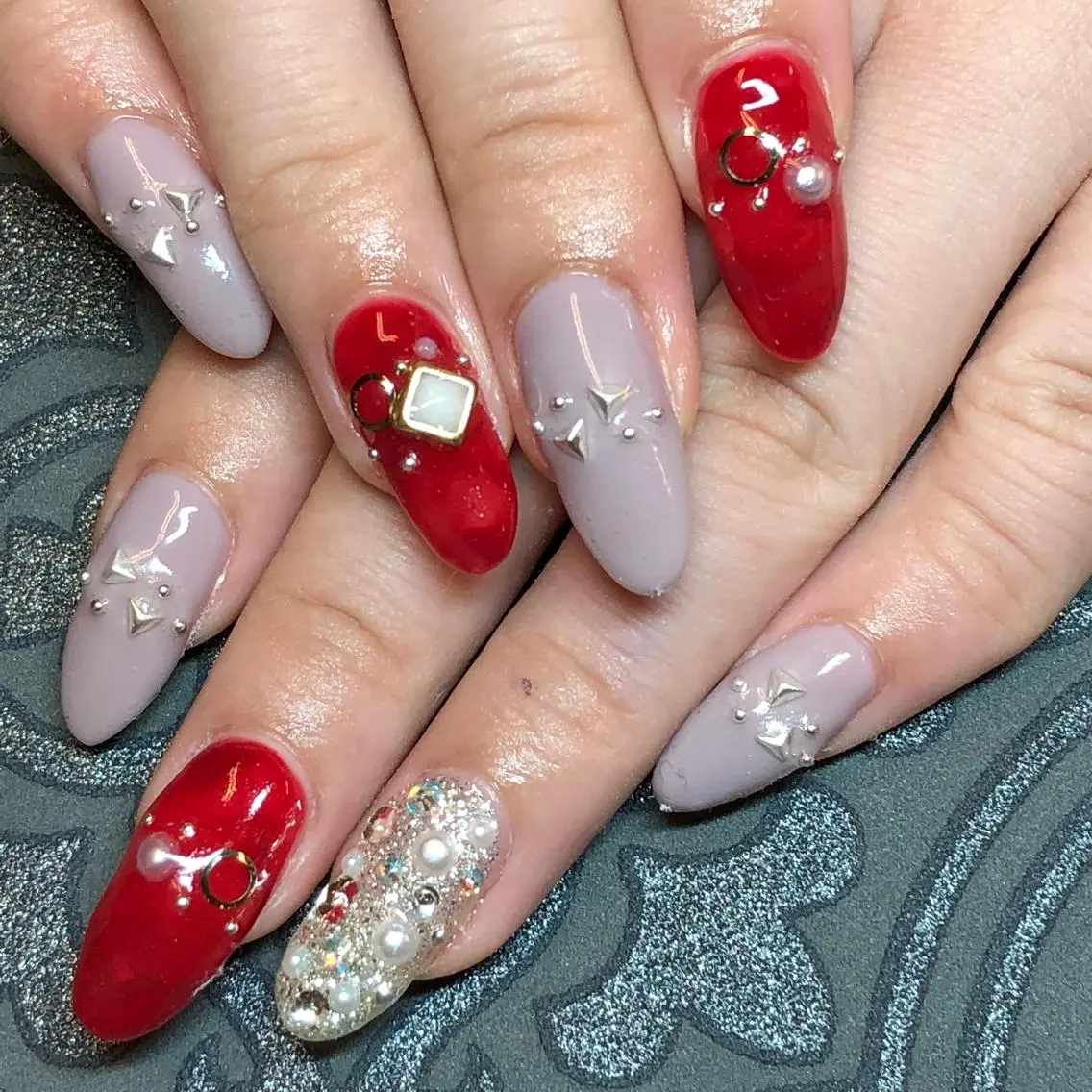 ネイル べっ甲ネイル 赤色 KIREIE NAILSのネイルデザイン