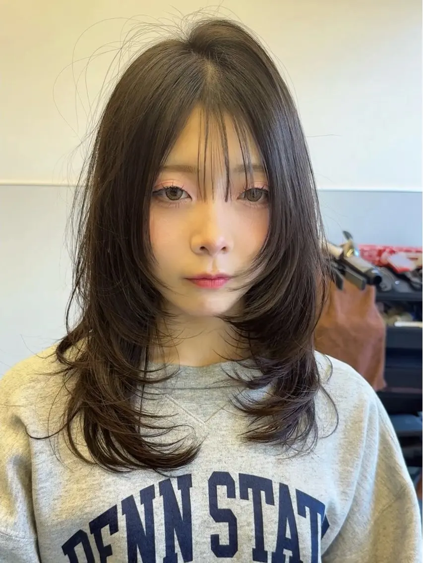 ロング 韓国風ヘア レイヤーカット トリートメント カット トリートメント 韓国ヘア🇰🇷 スズキのヘアスタイル