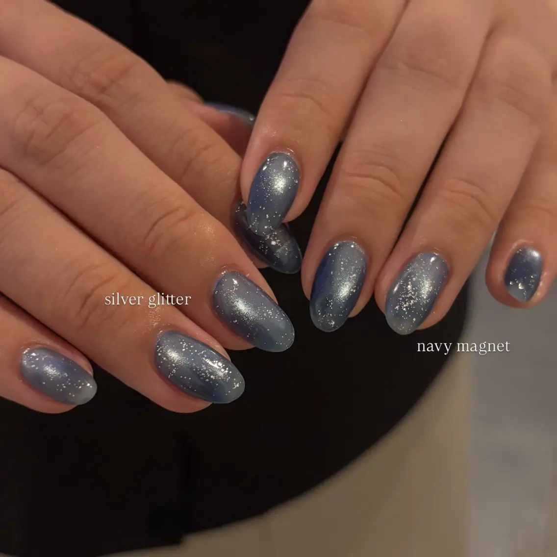 ネイル ラメ(グリッター) シルバー ハンドネイル IZUMIꕤnail 堺筋本町｜心斎橋のネイルデザイン