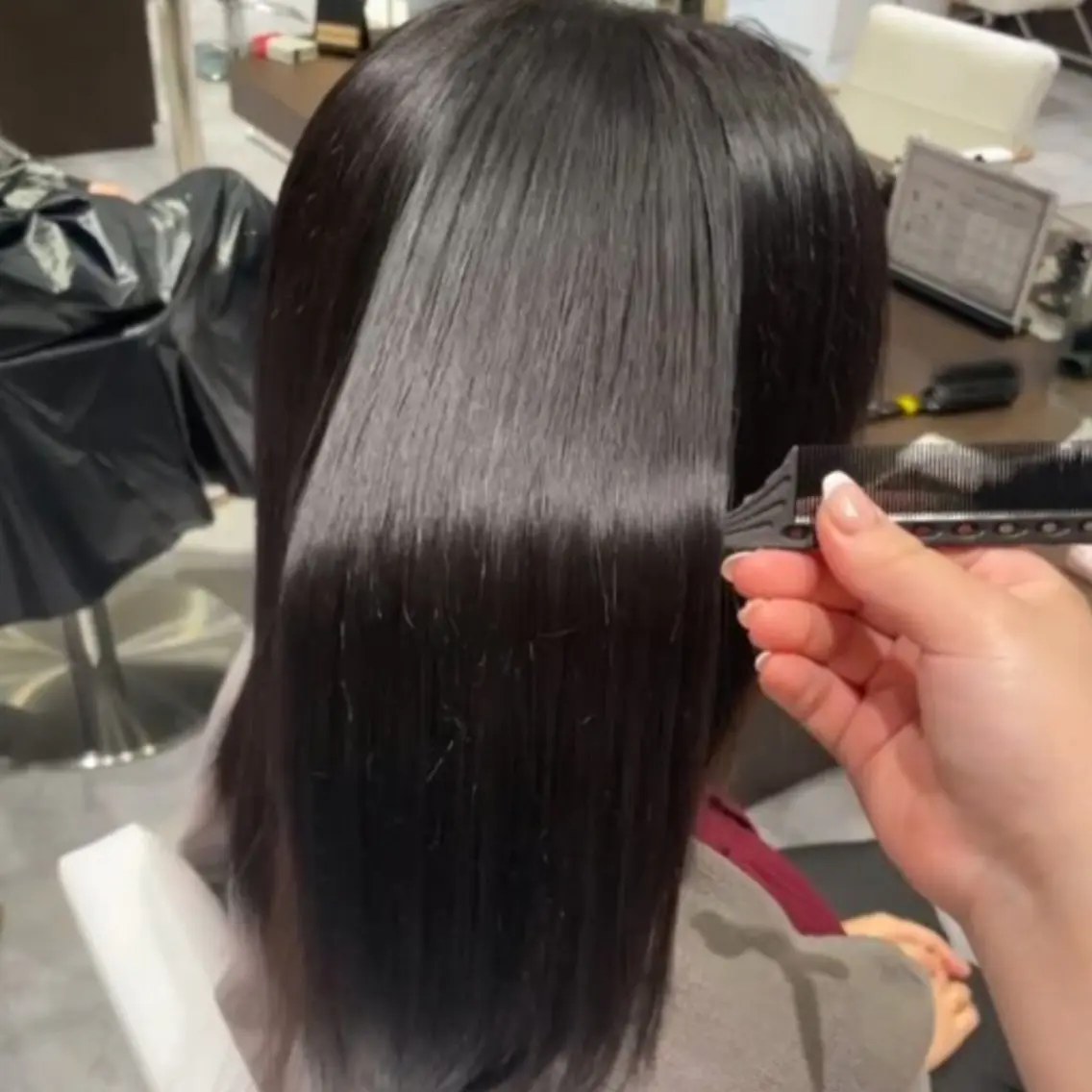 セミロング 縮毛矯正 縮毛矯正 Ash 武蔵新城店のヘアスタイル