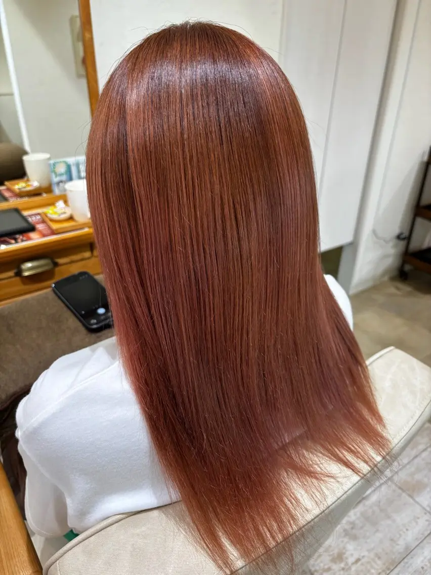ロング カラー ピンクカラー yumena Rimのヘアスタイル
