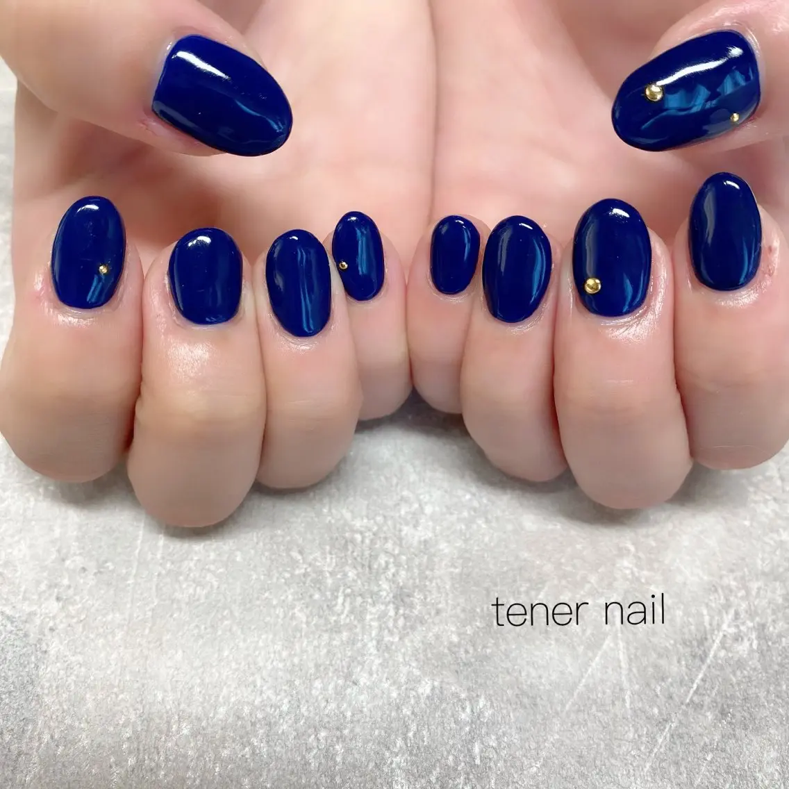 ネイル ゴールド ネイビー ハンドネイル テネルネイル tener nailのネイルデザイン