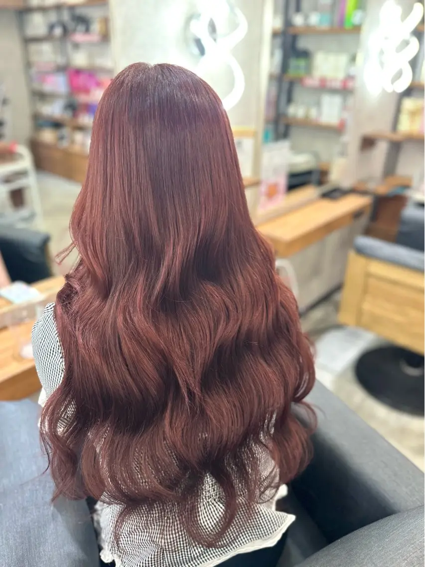 ロング ピンクブラウン エクステ エクステ MOURI CHISATOのヘアスタイル