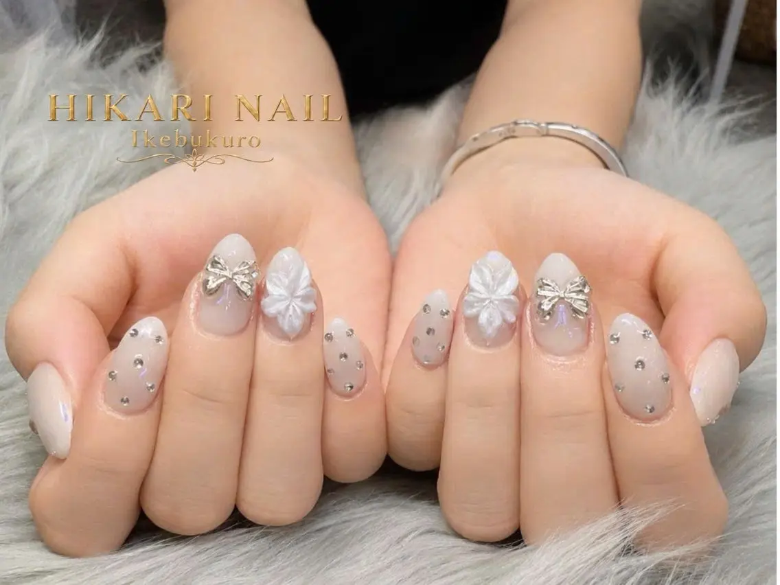 ネイル チークネイル 長さ出し フレンチネイル ガーリー ハロウィン ハンドネイル HikariNail Ikebukuroのネイルデザイン