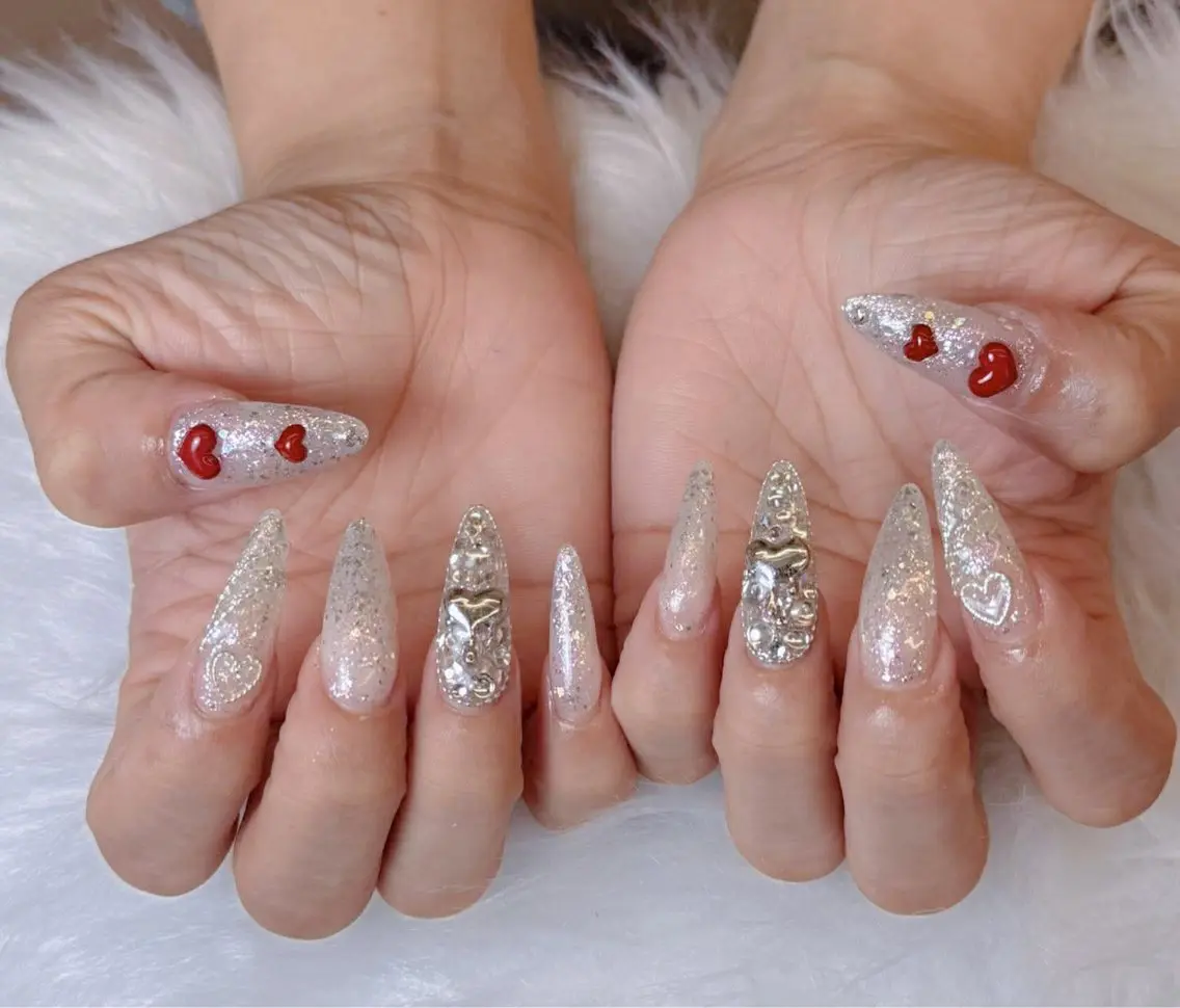 ネイル チークネイル 長さ出し フットネイル 韓国ネイル マグネットネイル Luxe Nailのネイルデザイン