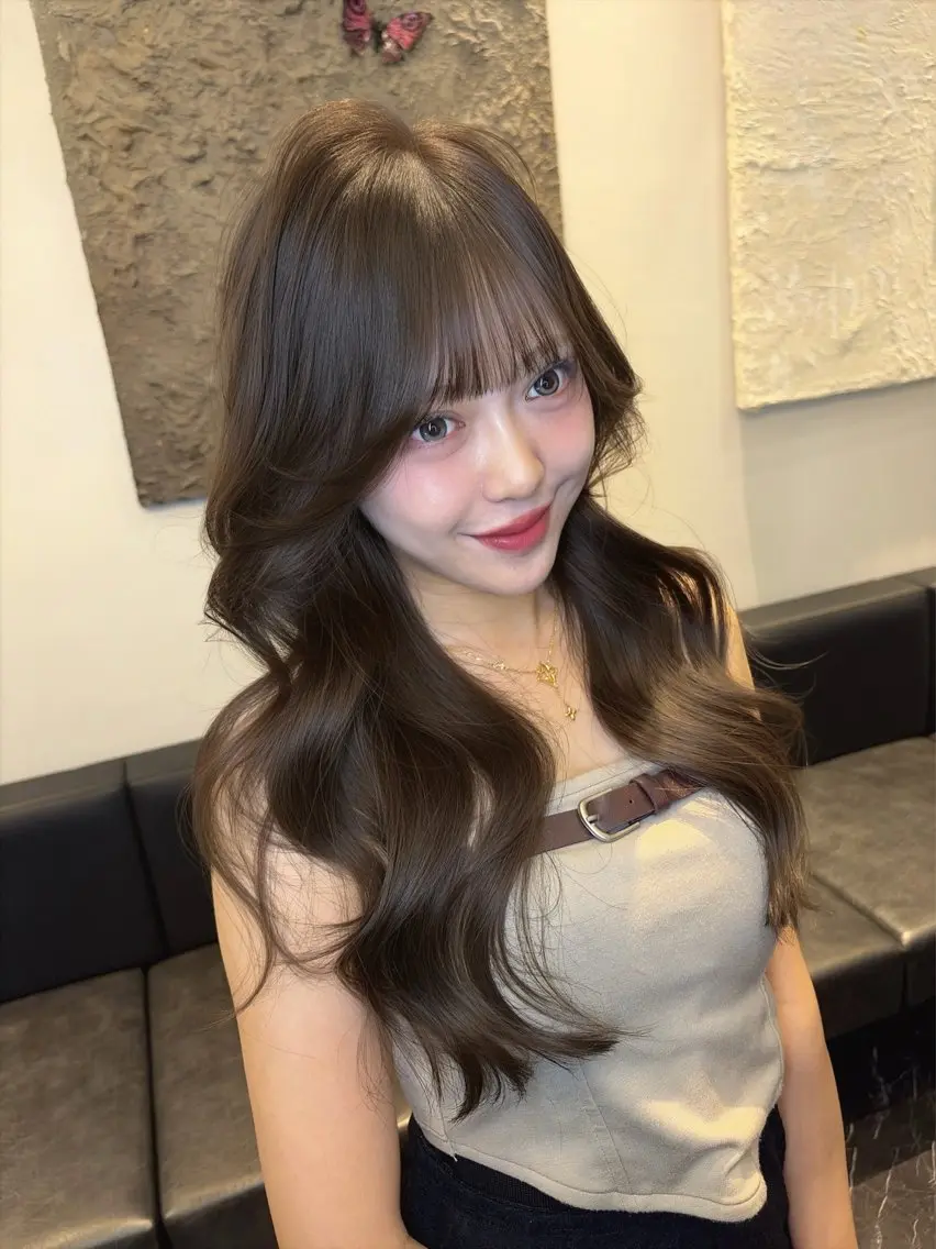ロング カット ヘアカラー トリートメント 海野翔吾🇨🇳 ワンホンレイヤーのヘアスタイル
