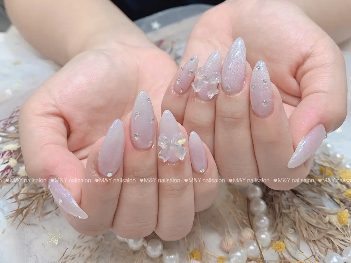 ネイル リボン ハンドネイル M&Y NailSalonのネイルデザイン