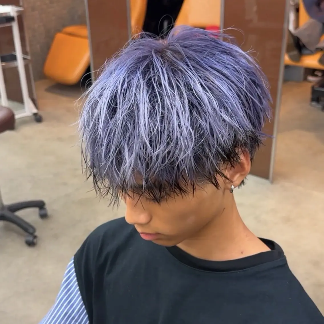 ショート カラー メンズ パープルカラー シルバー カット ヘアカラー メンズカラー指名率 1位🌈koikeのヘアスタイル