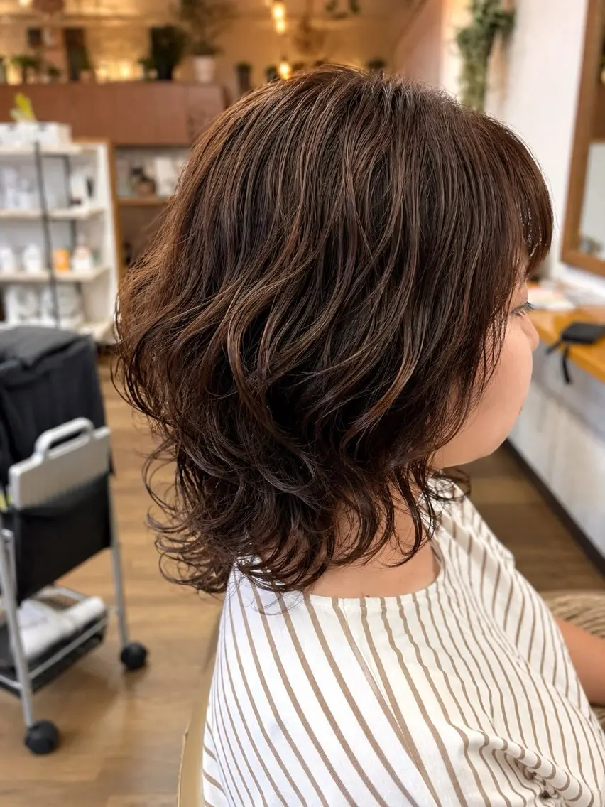 ミディアム パーマ カット 大久保 藍梨のヘアスタイル