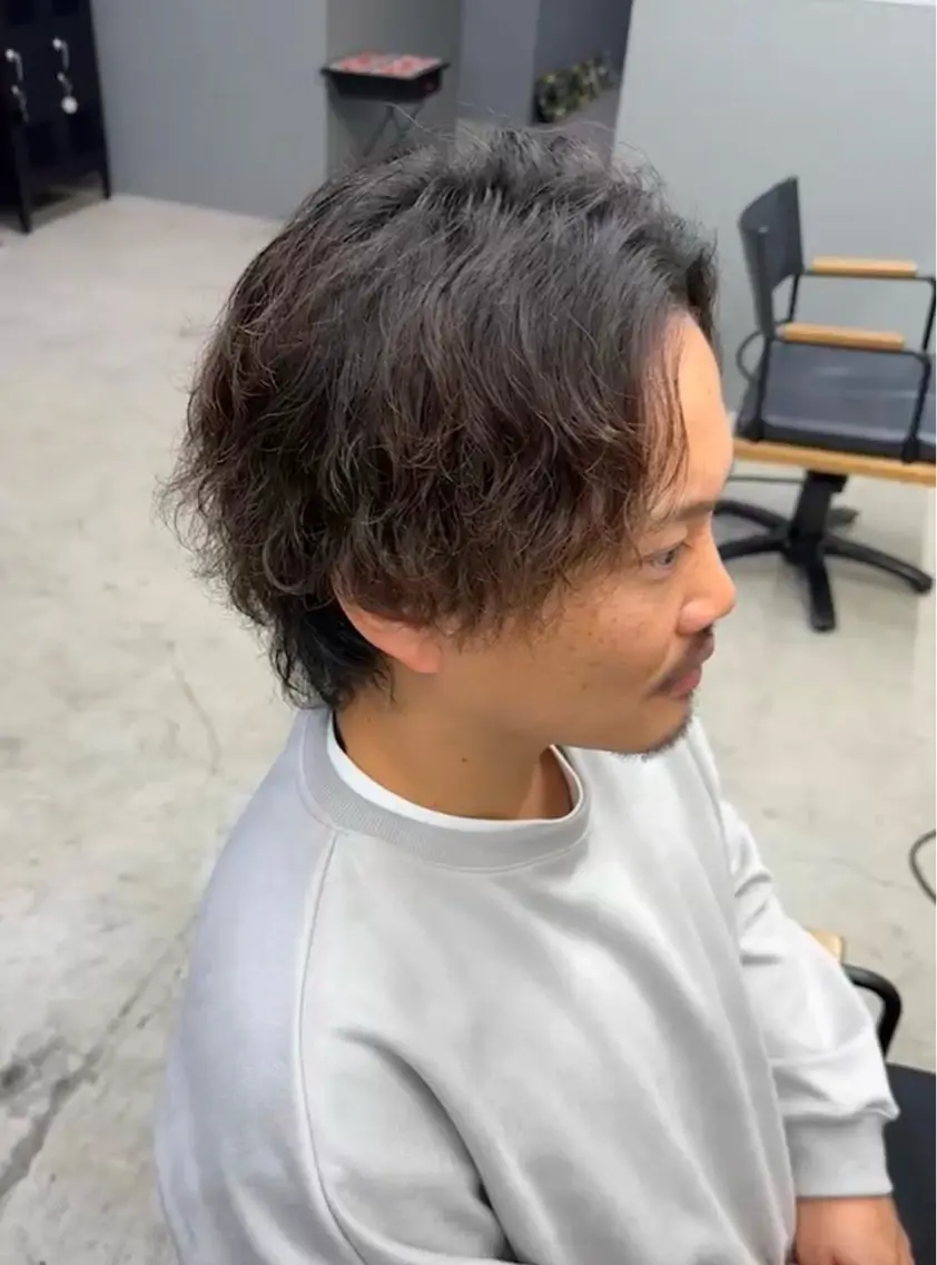 ミディアム パーマ メンズ メンズ専門サロン wokeのヘアスタイル