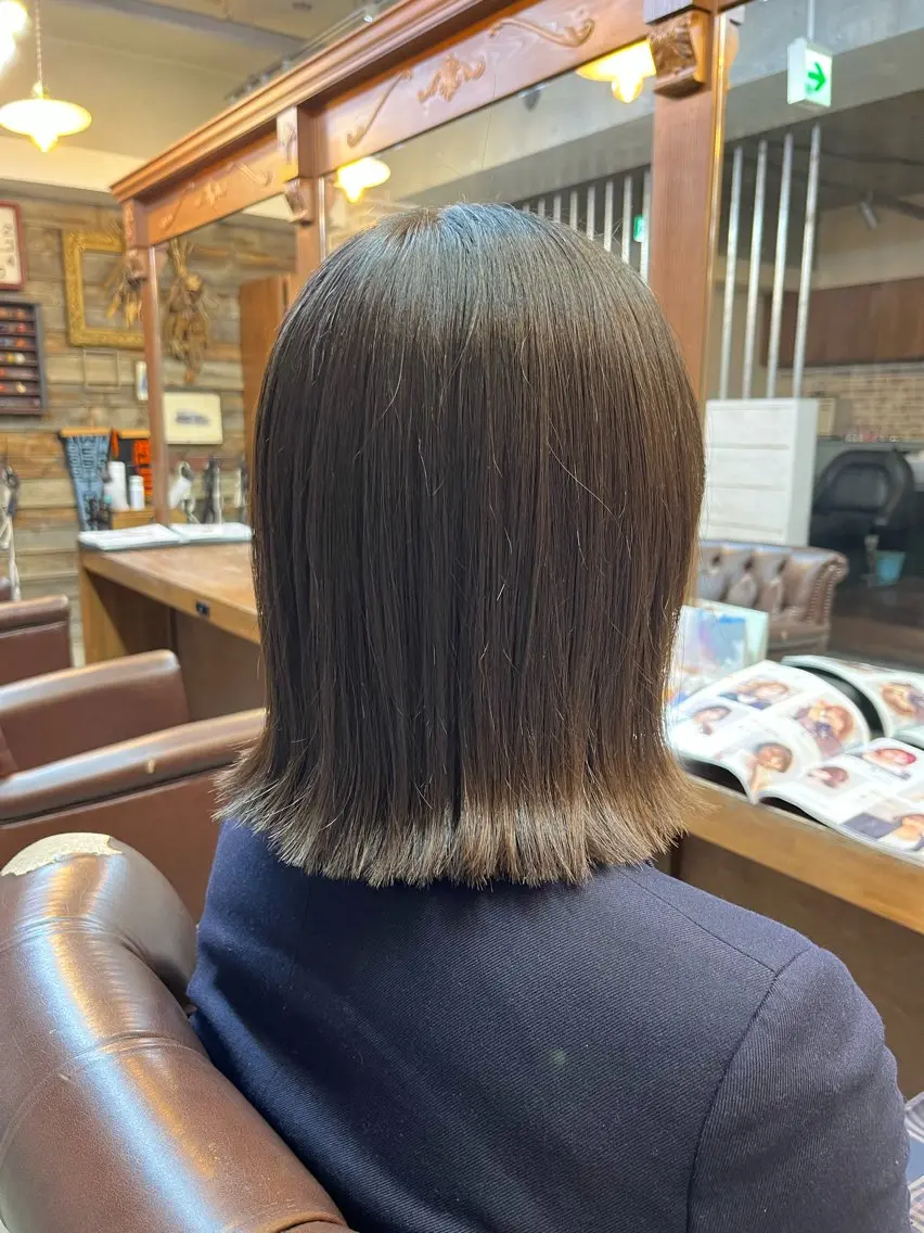 ミディアム 切りっぱなしボブ ボブ カット 川崎 かなでのヘアスタイル