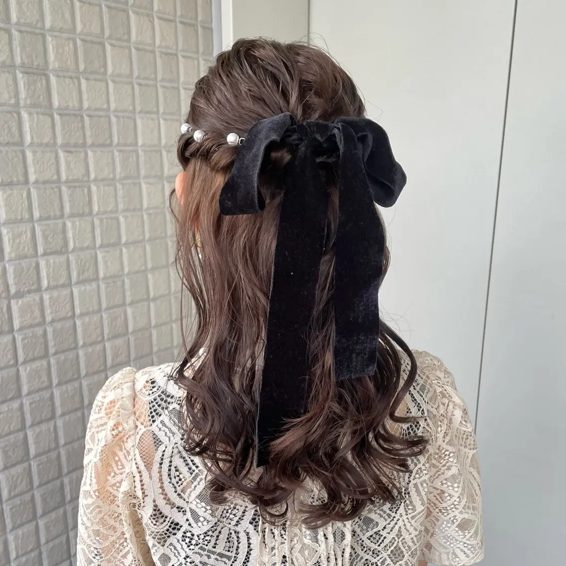 ヘアアレンジ ハーフアップ ヘアセット 銀座：似合わせカラー オリーブ🫒アレンジのヘアスタイル