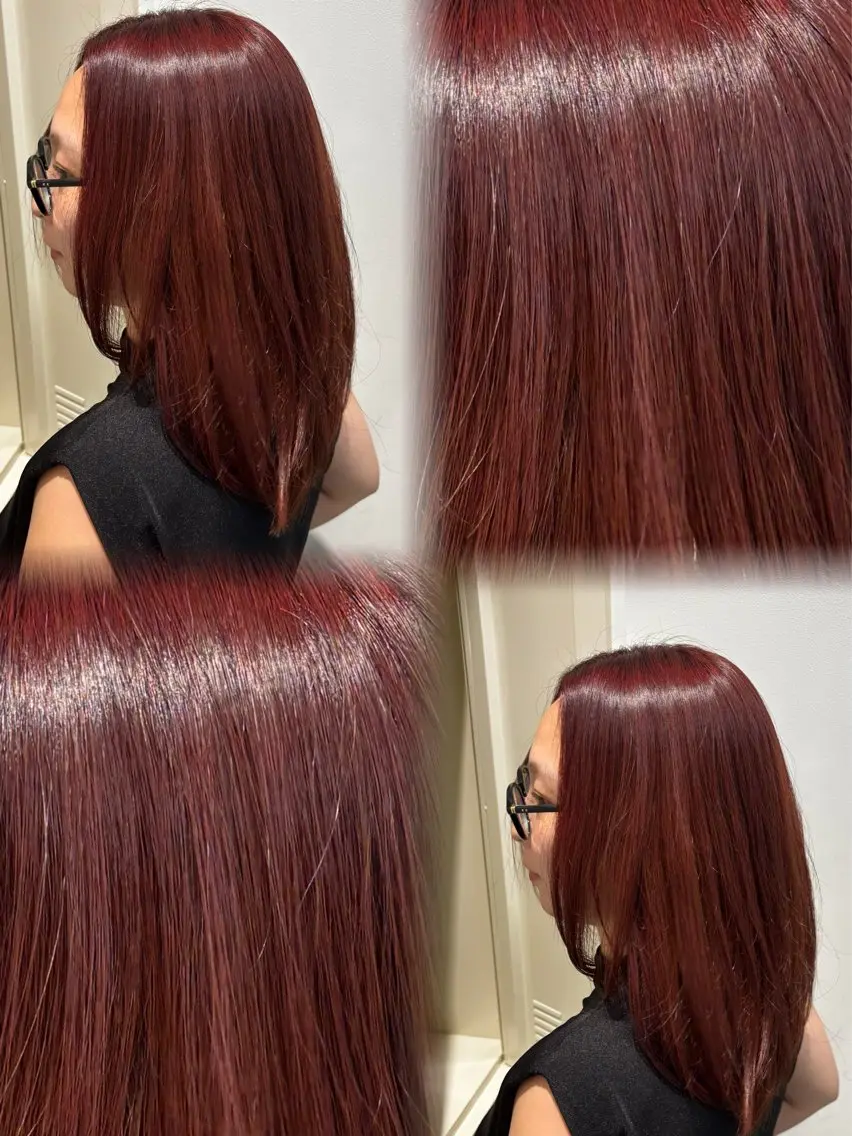 ミディアム カラー ブリーチ ブリーチなしカラー レッドカラー ヘアカラー トリートメント うる艶カラー ✨🧸KOTAROのヘアスタイル