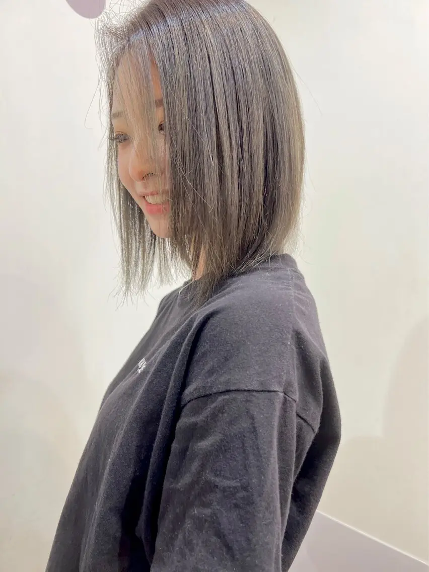 カラー ベージュカラー ブリーチ 透明感カラー ブリーチなしカラー オリーブベージュ ヘアカラー フルヤ ユウキのヘアスタイル