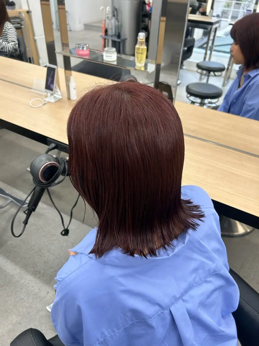 ミディアム カラー カット 縮毛矯正 愛結 暖色カラー🎀🩰のヘアスタイル