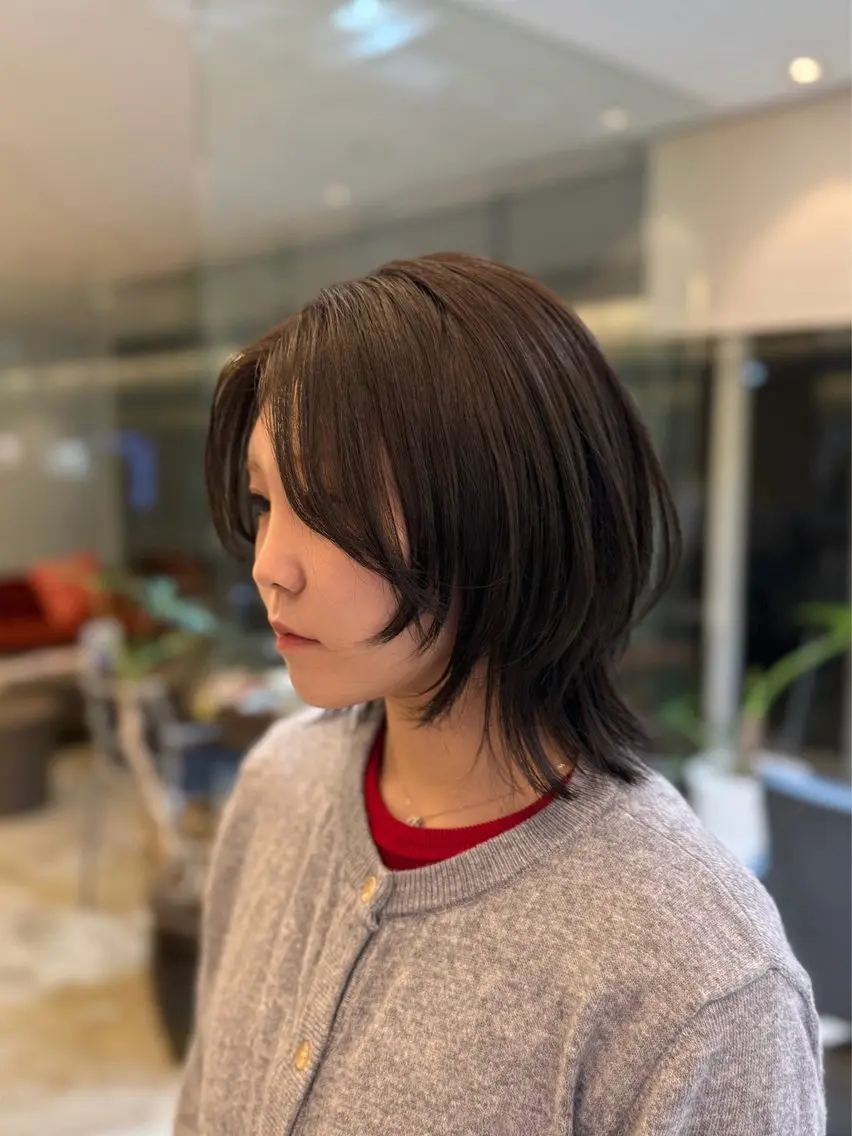 ミディアム ボブレイヤー ボブ レイヤーカット ウルフカット カット 中西 リナのヘアスタイル