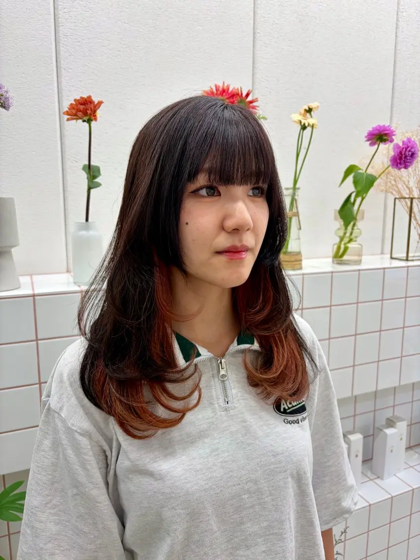 セミロング カラー ヘアカラー トリートメント 透明感カラー/名古屋 /栄/木下奈々望のヘアスタイル