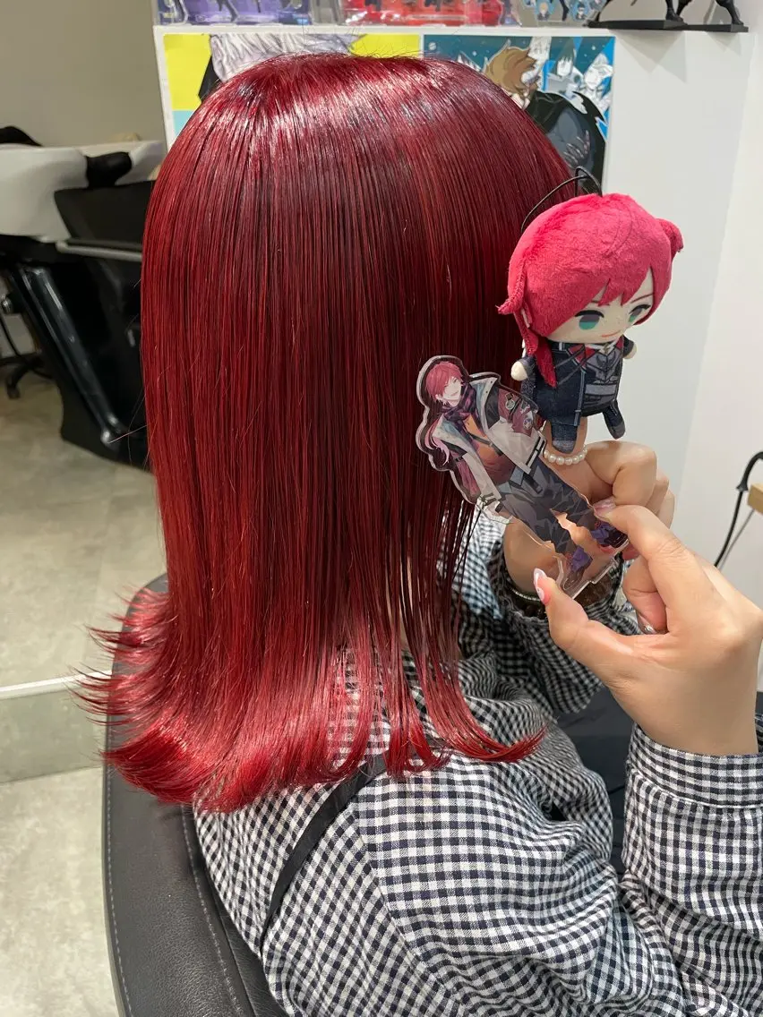 ロング カラー ブリーチ ボルドーカラー ケアブリーチ ヘアカラー トリートメント インナーカラー 推し ブリーチ  髪質改善のヘアスタイル
