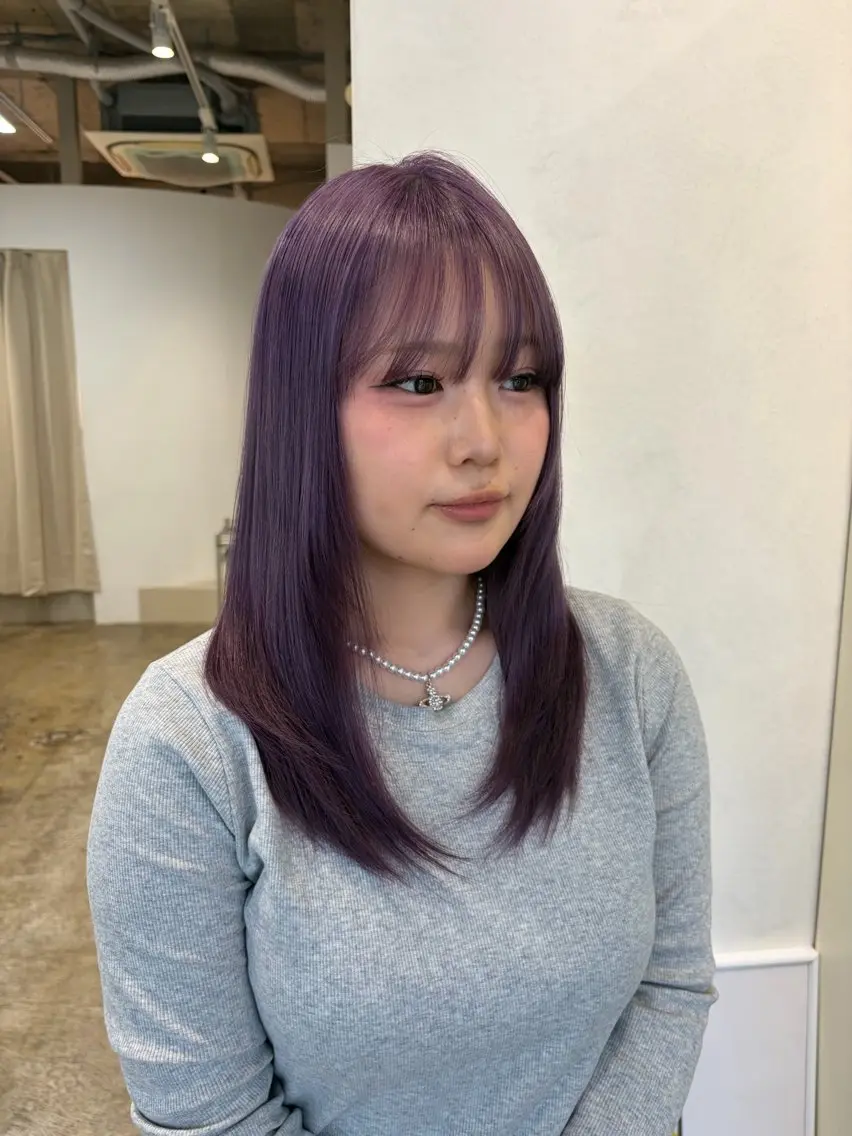 セミロング ヘアカラー mihane fit hueのヘアスタイル