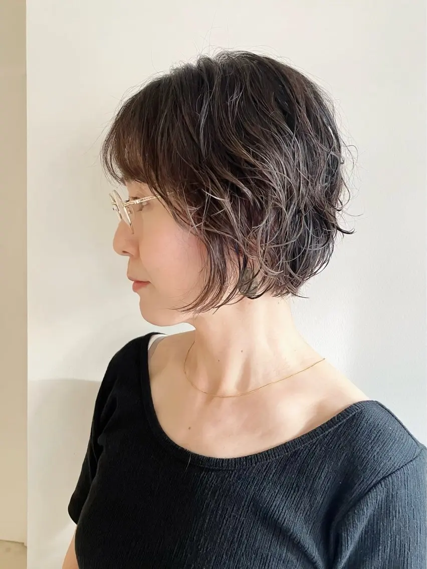 ショート パーマ ボブ ニュアンスパーマ カット パーマ 川間 将彦のヘアスタイル