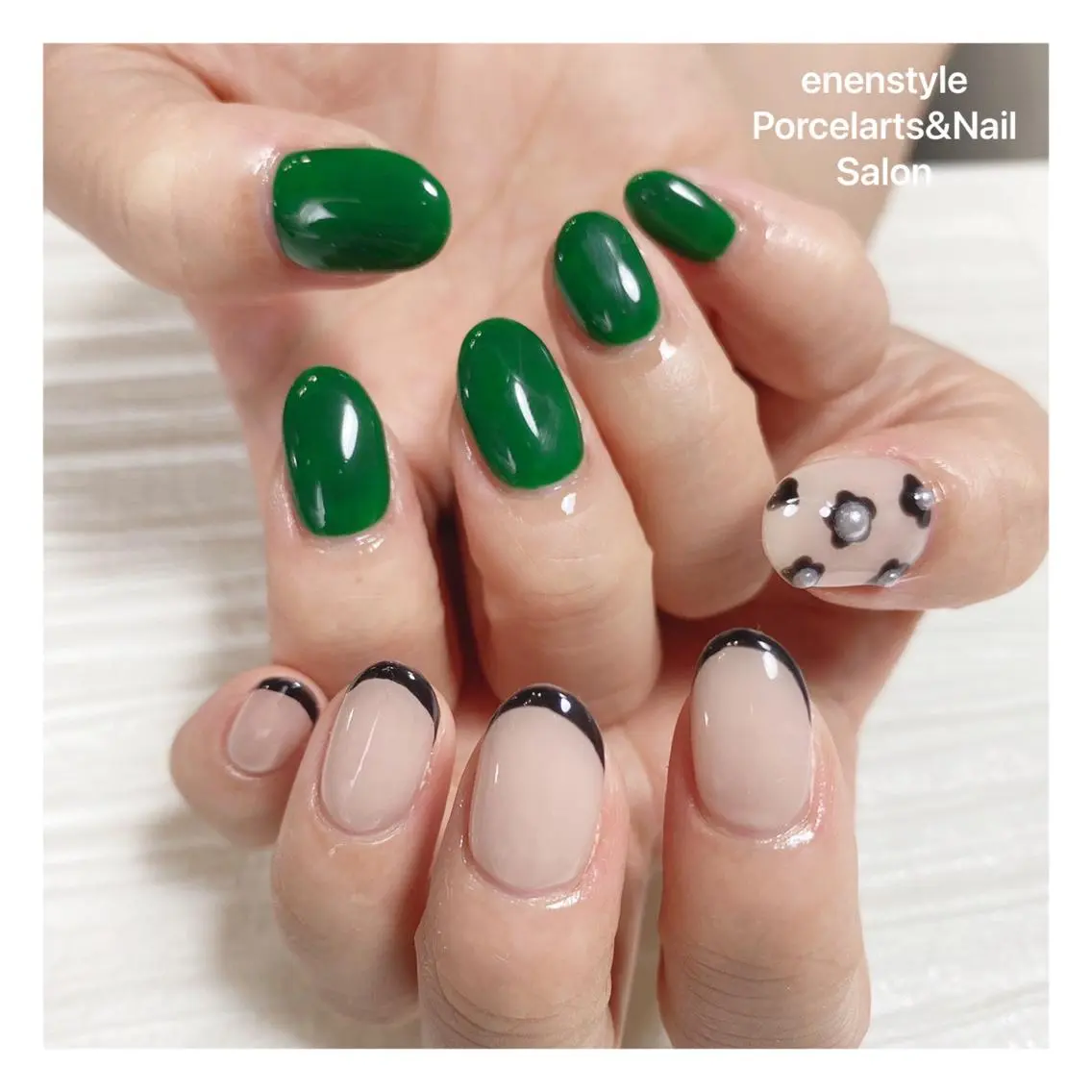 ミディアム ネイル ハンドネイル 🐾enen style 🐾のネイルデザイン