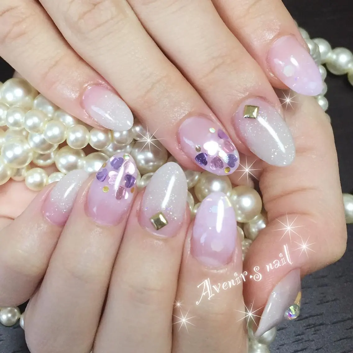 ネイル ハート スカルプネイル Home Salon Avenir.のネイルデザイン