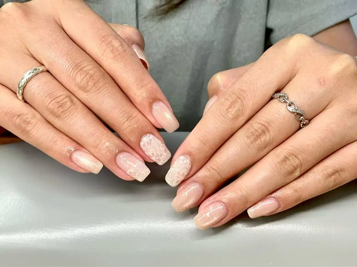 ネイル ハンドネイル ユリ🎀長さだし/ パラジェル/持ち込みのネイルデザイン