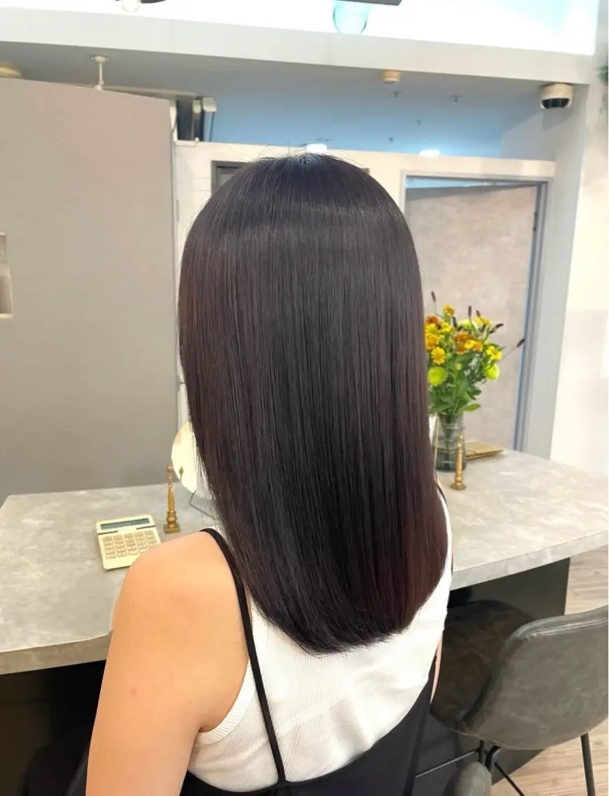 ミディアム パーマ 縮毛矯正 VISAGE ba.sk 金子詩帆のヘアスタイル